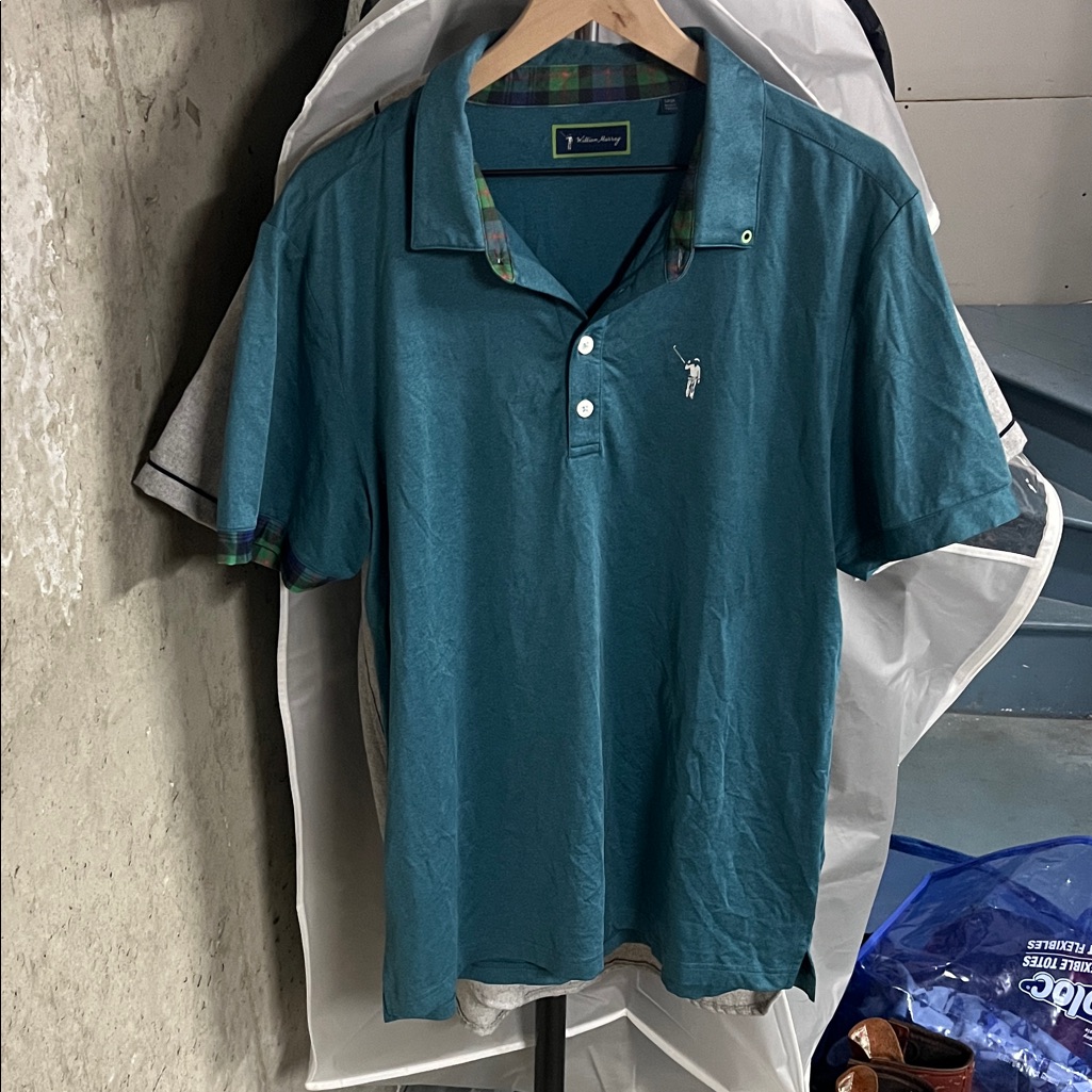Mens Teal Polo Shirt With Contrast Trim